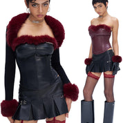 Fur Leather Tube Top