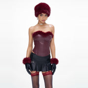 Fur Leather Tube Top