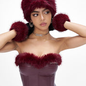 Fur Leather Tube Top