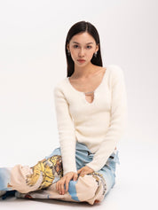 Velveteen V-Neck Long Sleeves