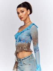Wildflower Mesh Ruffle Top
