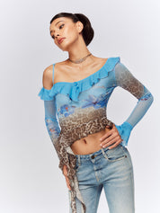 Wildflower Mesh Ruffle Top