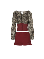  leopard print jacket with a skirt pairs.