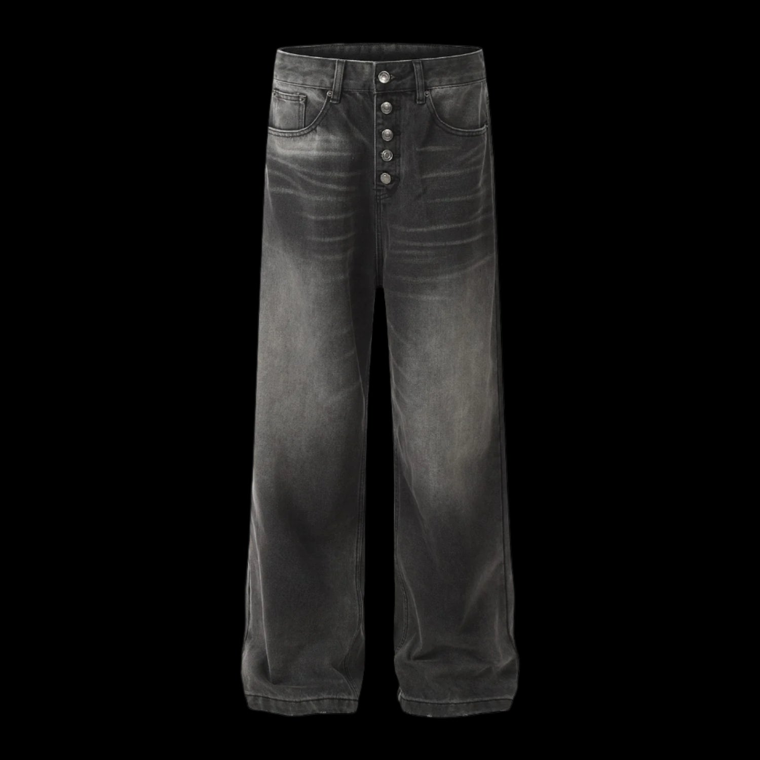 Five Button Straight Washed Jeans