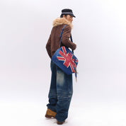 NyDkyel™ 2024 Fall/Winter Union Jack Embroidery PU Boston Leather Bag
