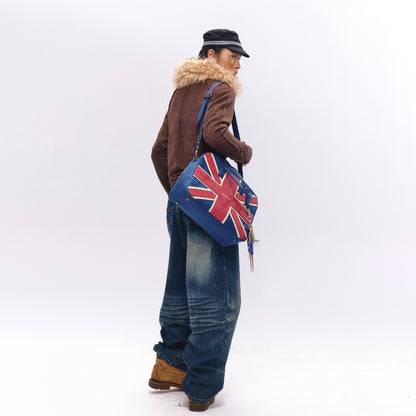 NyDkyel™ 2024 Fall/Winter Union Jack Embroidery PU Boston Leather Bag