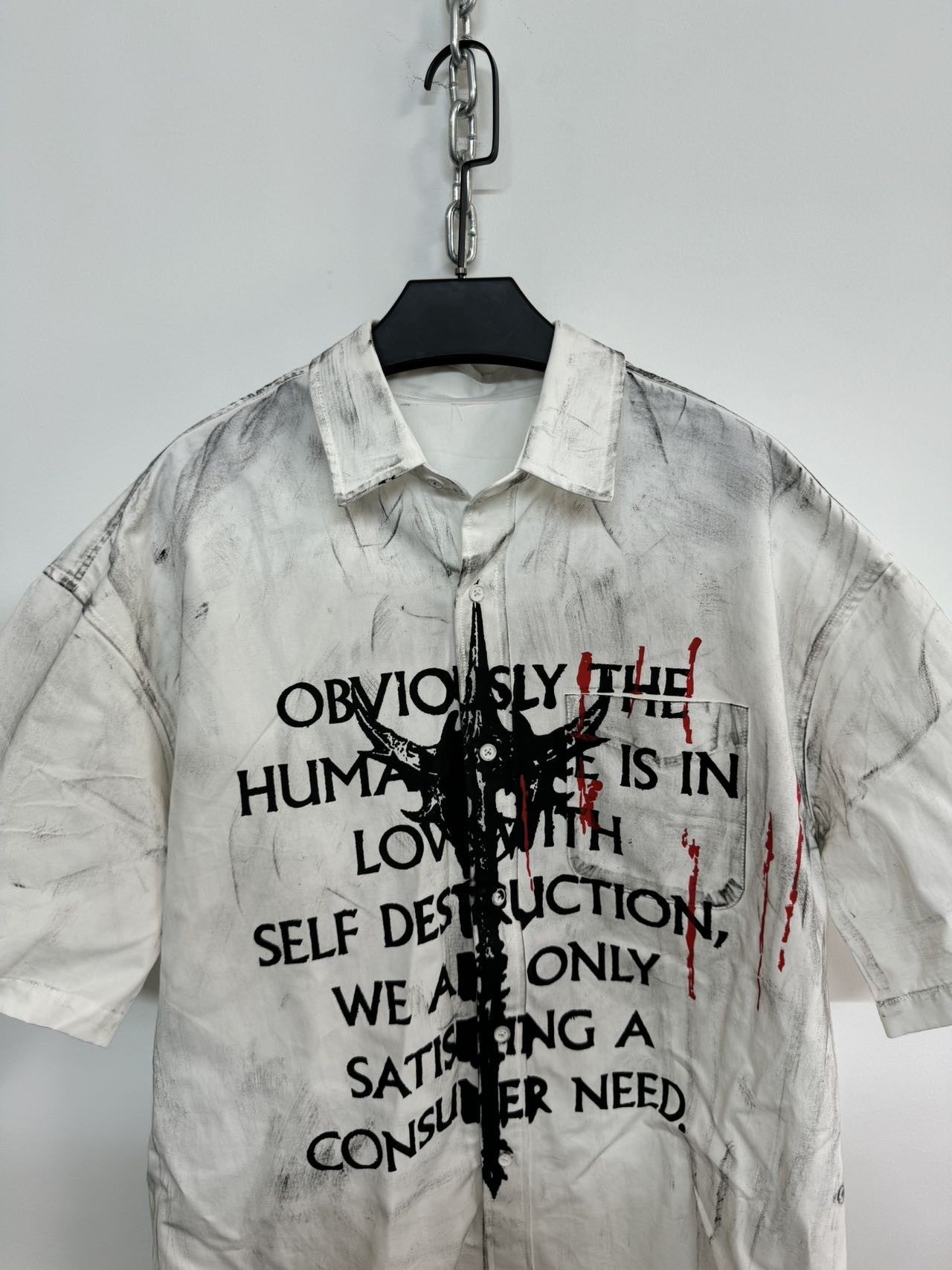 Distressed Statement Graffiti Shirt