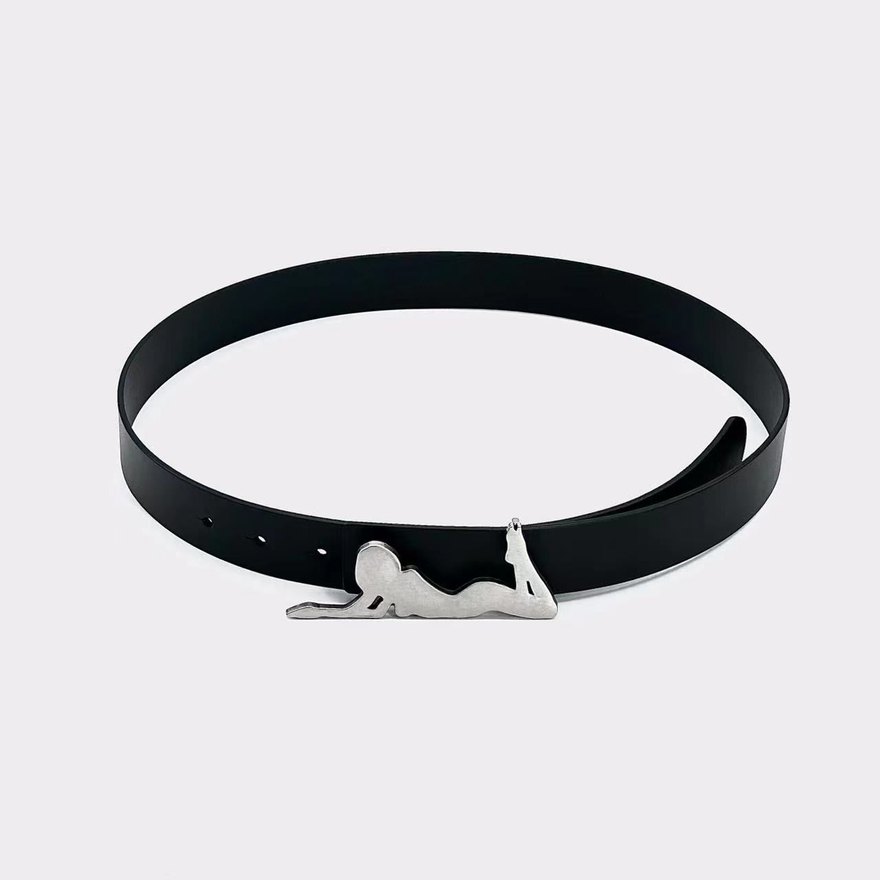 white background playboy belt.