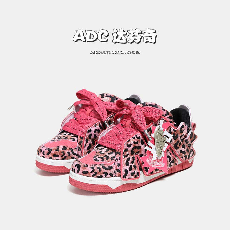 ADC Da Vinci Pink Leopard Print Sneakers