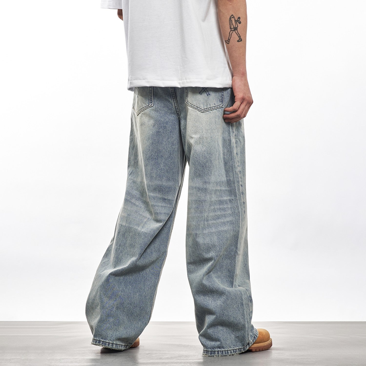 Light Blue Clean Fit Straight Baggy Jeans