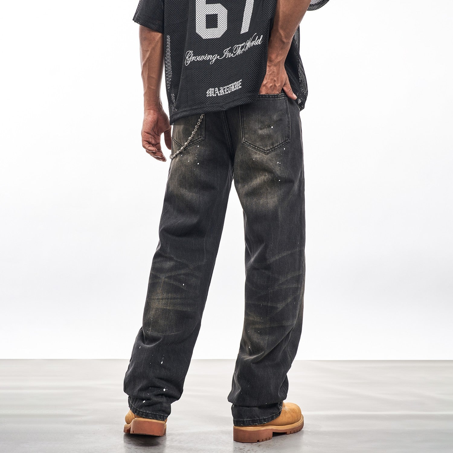 Ink Splashed Black Jeans