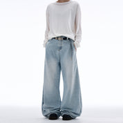 Washed Drape Scimitar Baggy Jeans