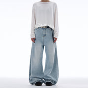 Washed Drape Scimitar Baggy Jeans
