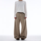 Washed Drape Scimitar Baggy Jeans