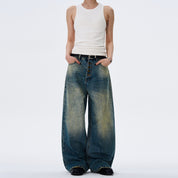 Retro Button-Down Design Baggy Jeans