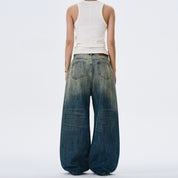 Retro Button-Down Design Baggy Jeans