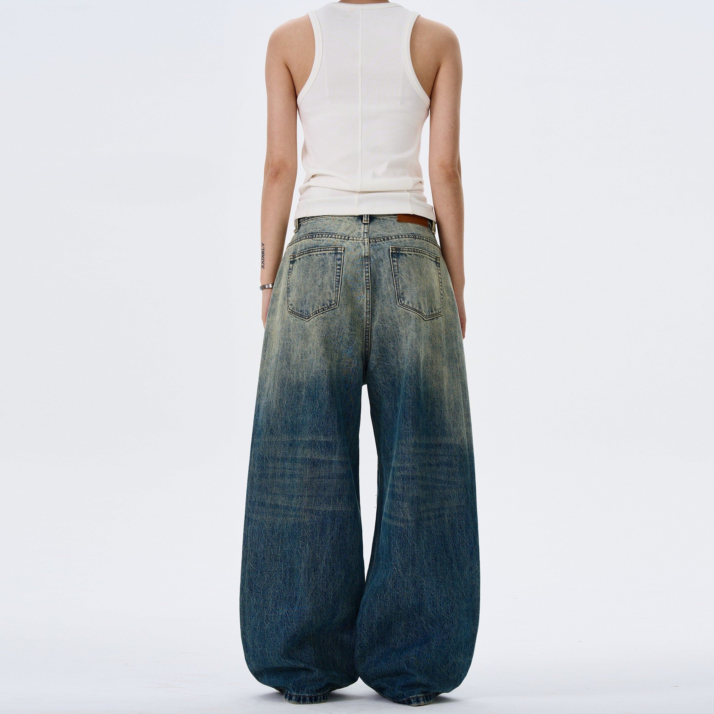 Retro Button-Down Design Baggy Jeans