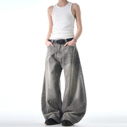 Ink Washed Scimitar Baggy Jeans