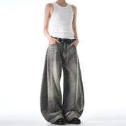 Ink Washed Scimitar Baggy Jeans