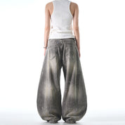 Ink Washed Scimitar Baggy Jeans