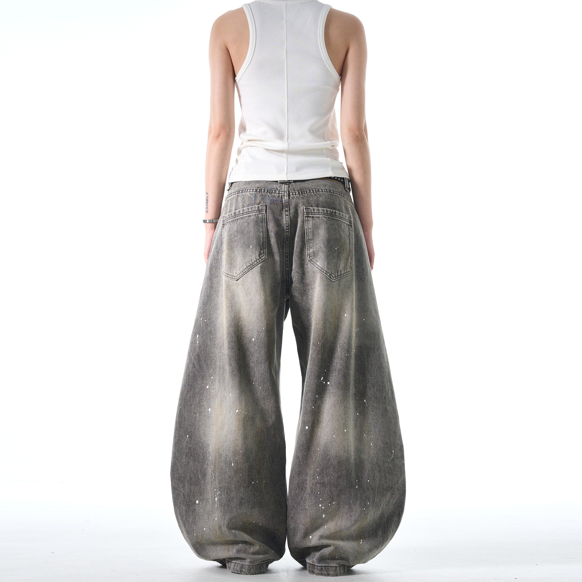 Ink Washed Scimitar Baggy Jeans