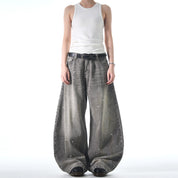 Ink Washed Scimitar Baggy Jeans