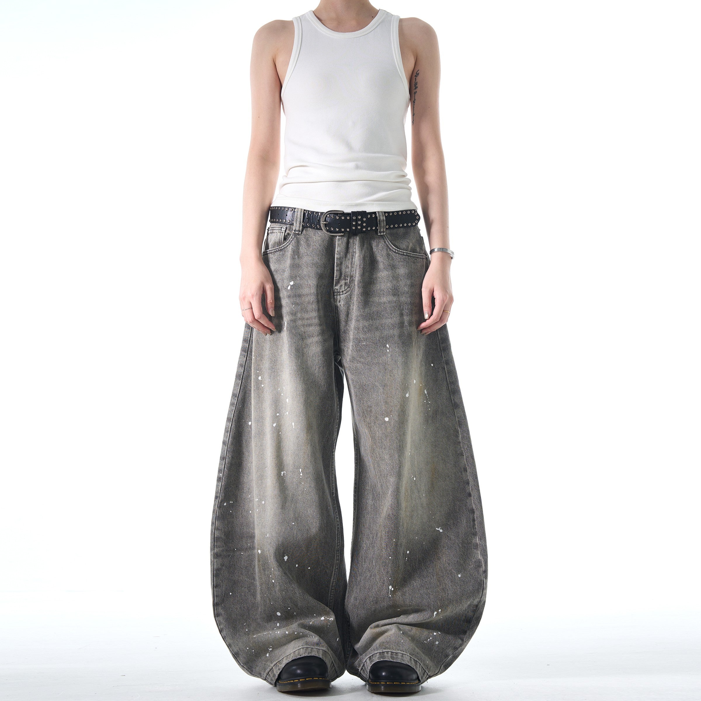 Ink Washed Scimitar Baggy Jeans