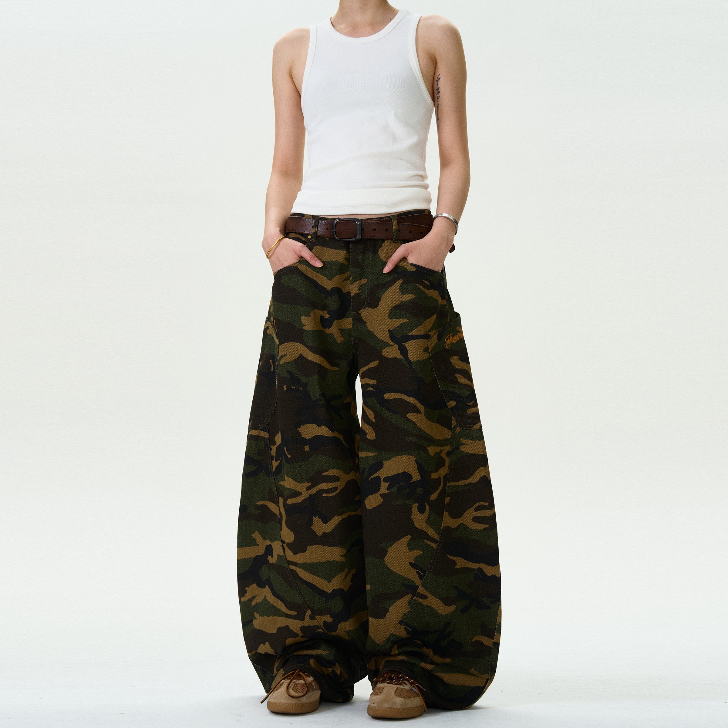Retro Camouflage Machete Baggy Jeans