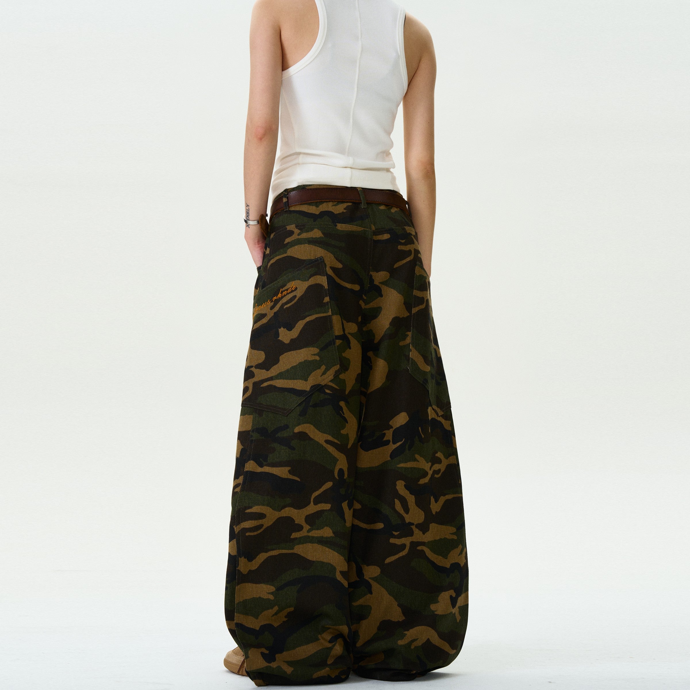 Retro Camouflage Machete Baggy Jeans
