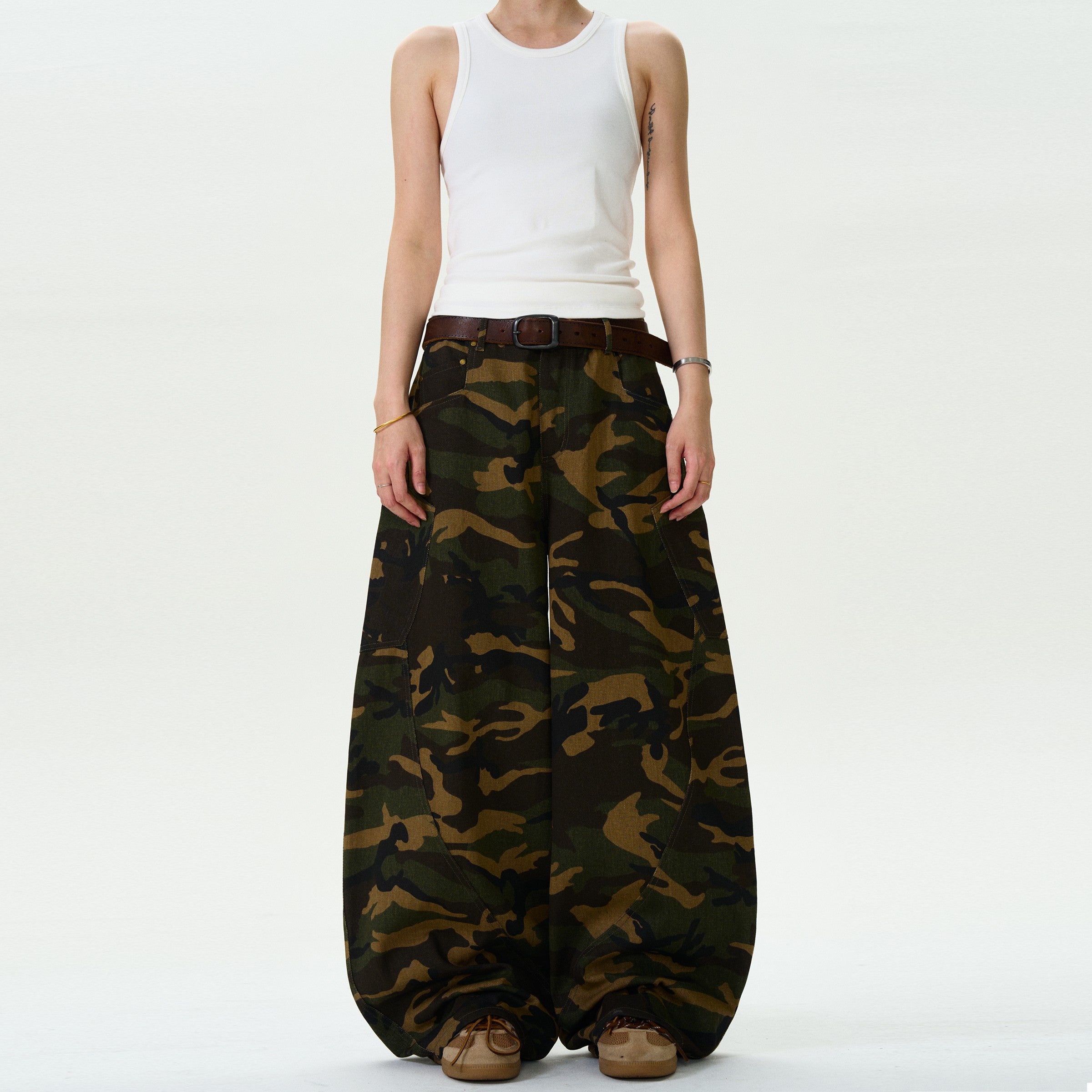 Retro Camouflage Machete Baggy Jeans