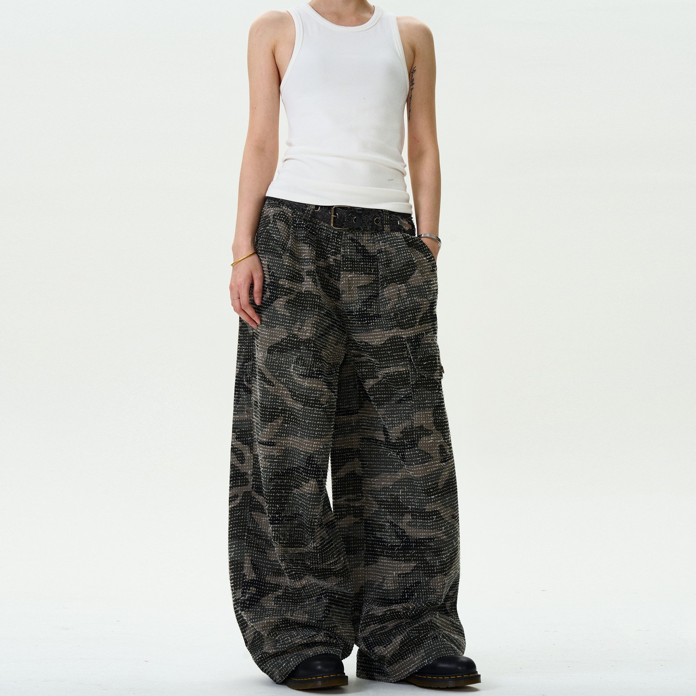 Jacquard Design Camouflage Baggy Jeans
