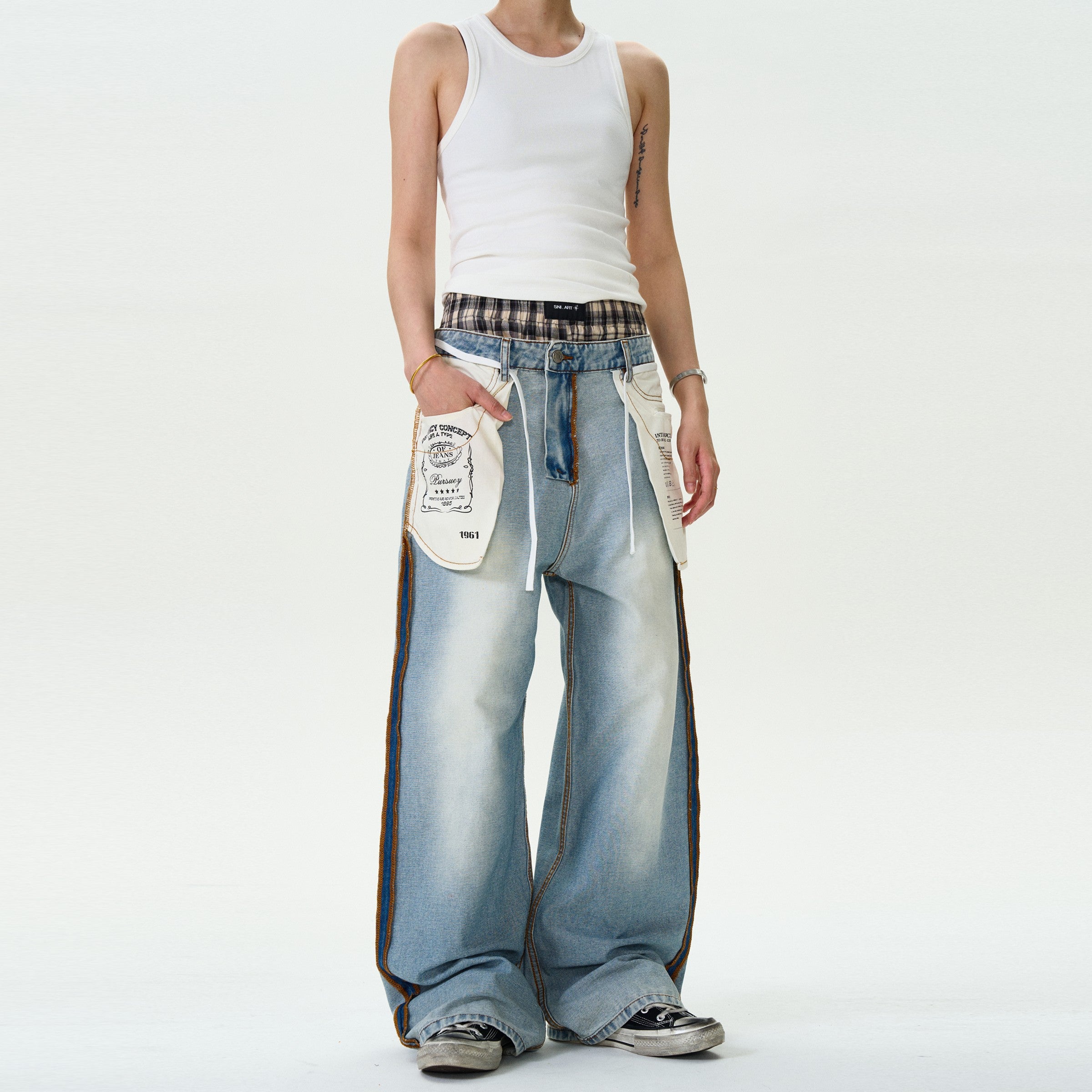 Reverse Design Loose Baggy Jeans