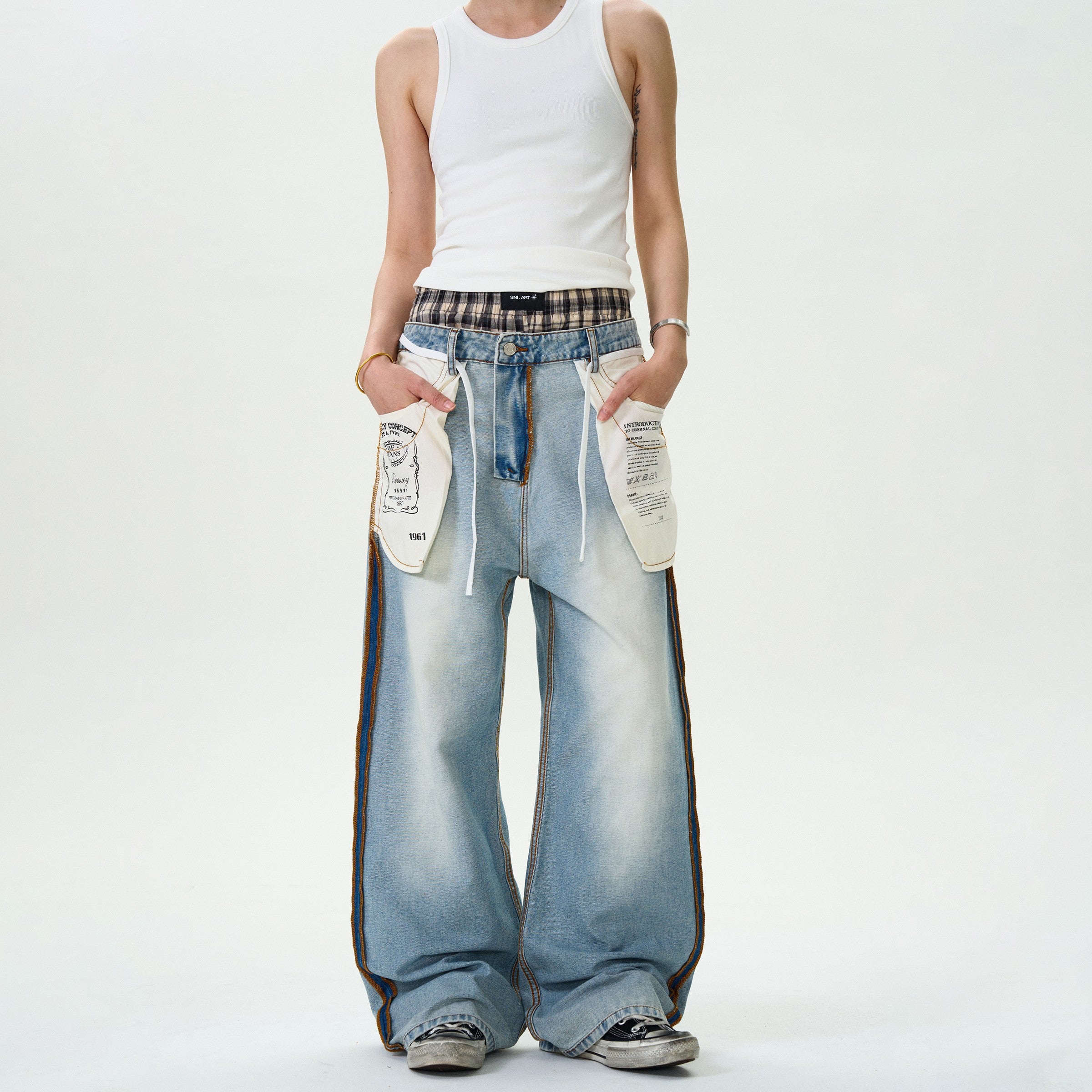 Reverse Design Loose Baggy Jeans