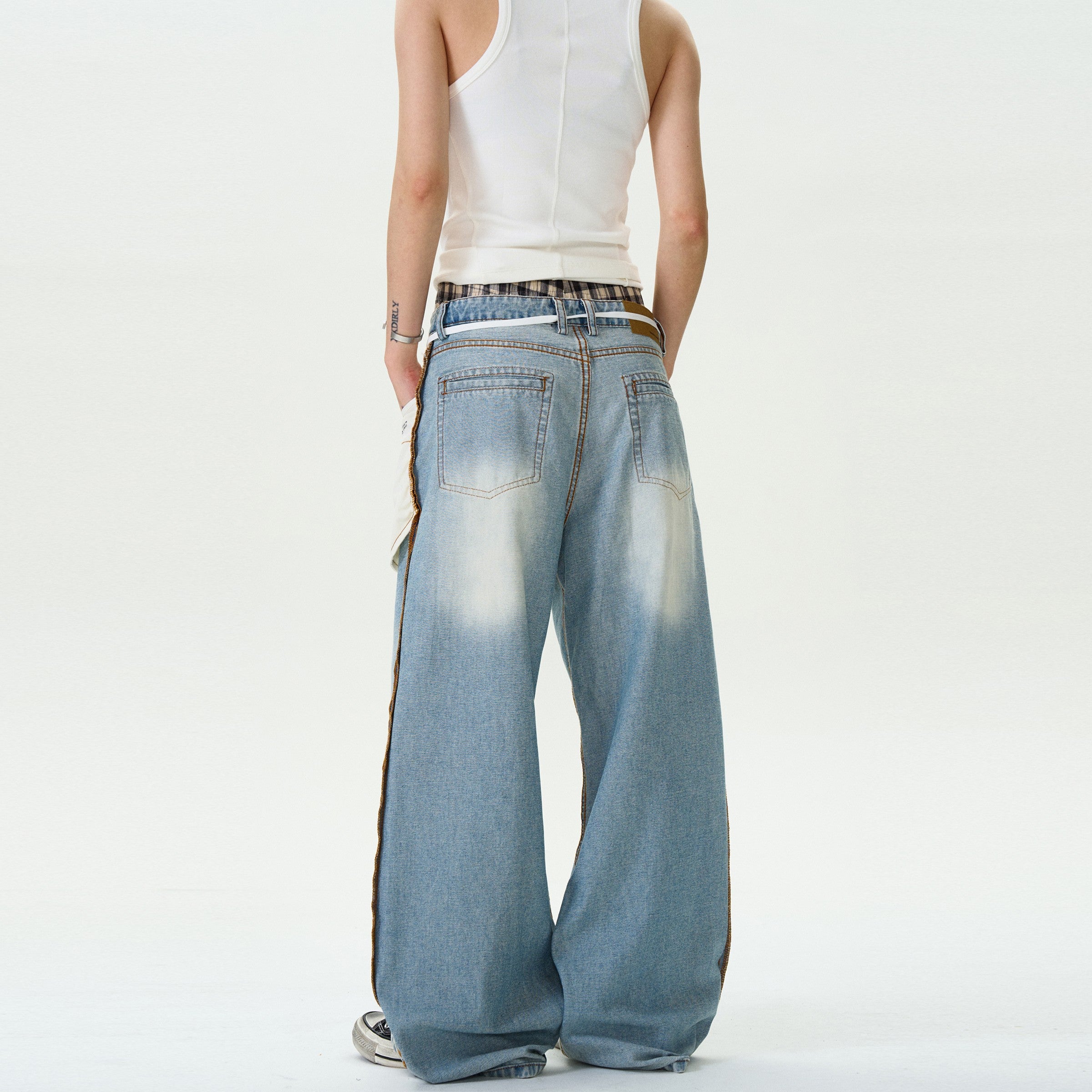 Reverse Design Loose Baggy Jeans