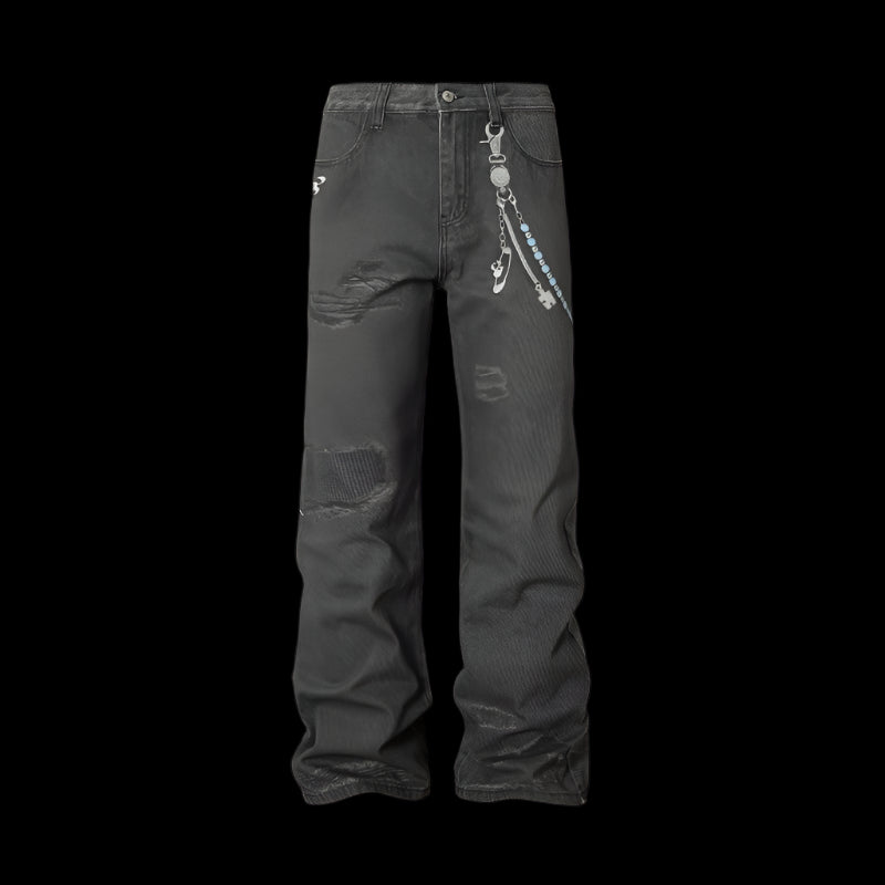 Chain Relief Print Jeans