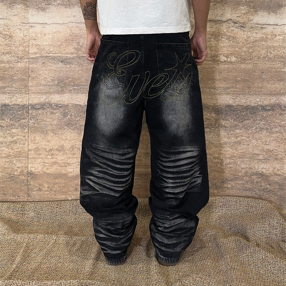Wrinkle Rush Baggy Denim Jeans