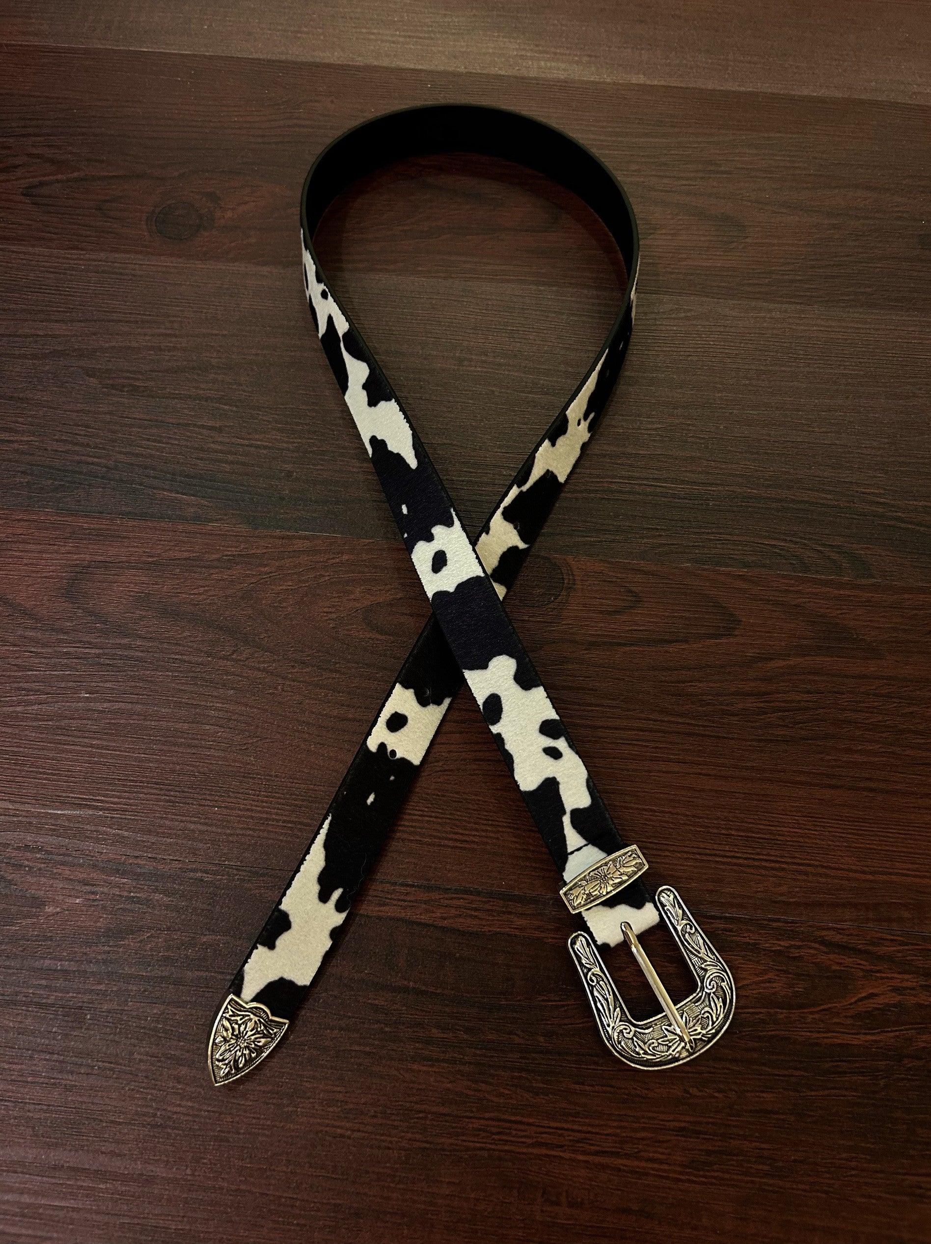 Western Drip Cowprint Classic Belt