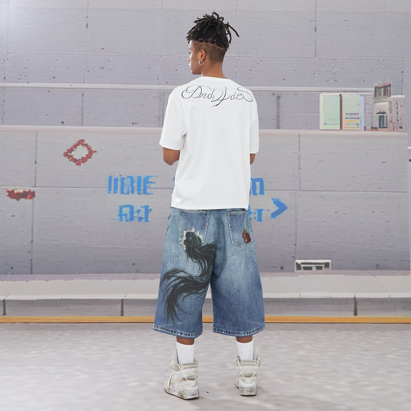 DND4DES Street Oil Painting Denim Shorts