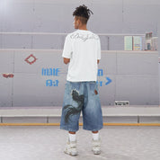 DND4DES Street Oil Painting Denim Shorts