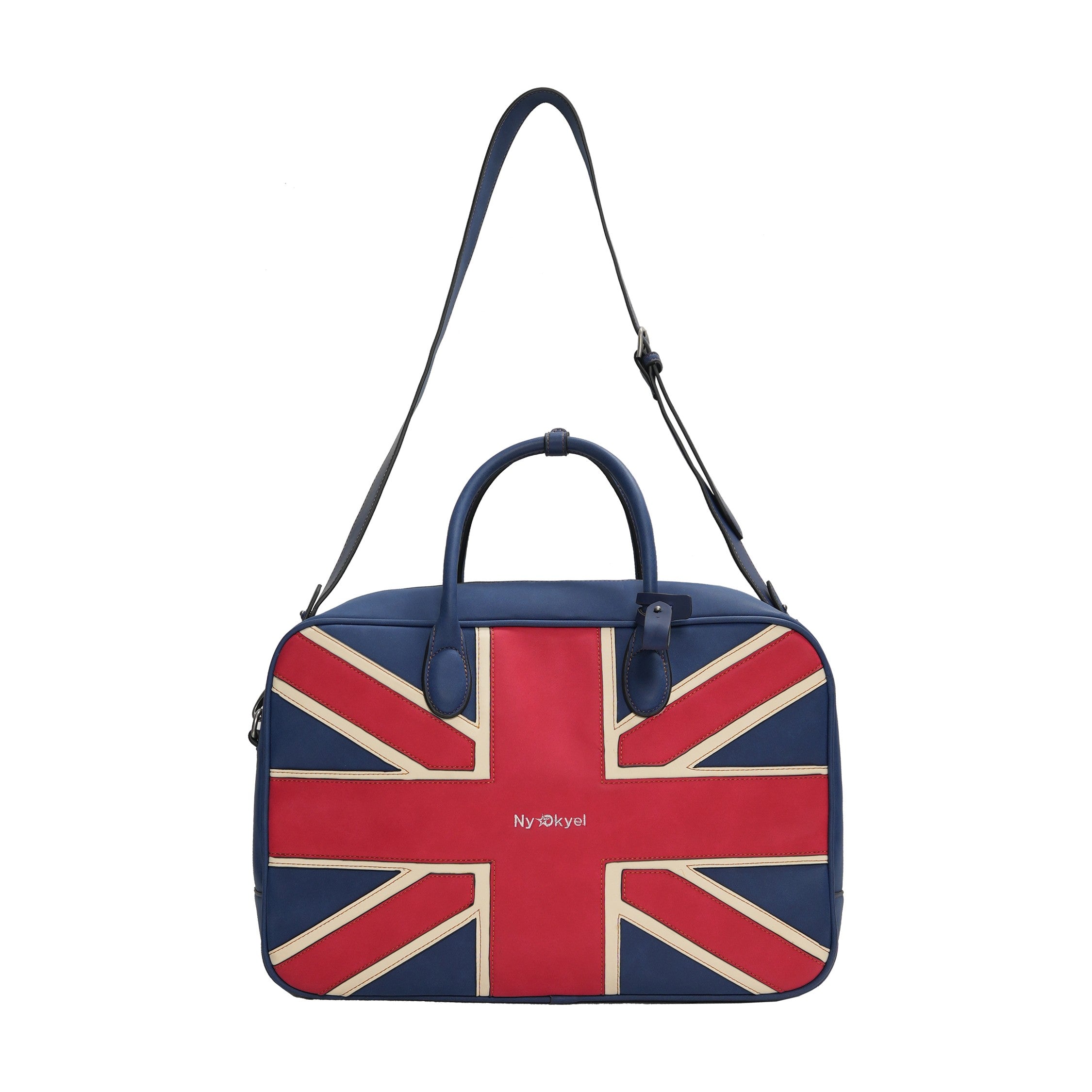 NyDkyel™ 2024 Fall/Winter Union Jack Embroidery PU Boston Leather Bag