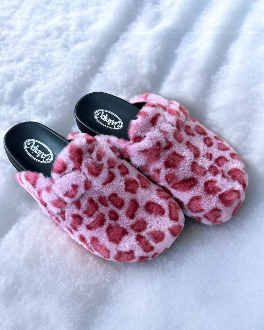 Pink Leopard Print Fur Clogs