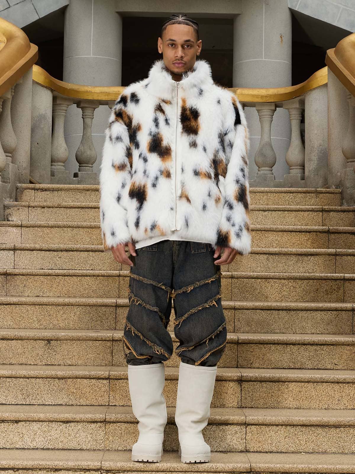 &quot;La vache&quot; Faux Fur Jacket