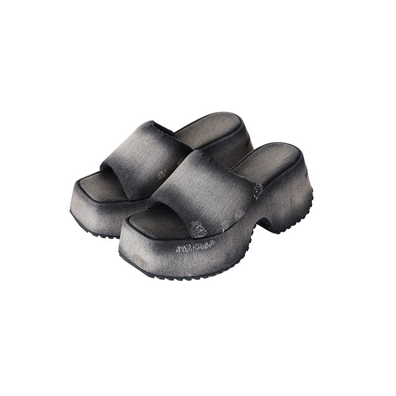 Wavy Thick Sole Slides