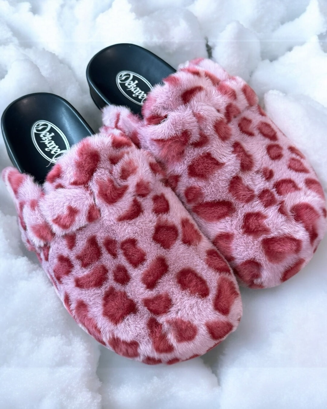 Pink Leopard Print Fur Clogs