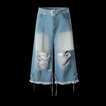 Retro Ripped Denim Shorts