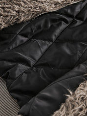 "Gemini" Metal leather Faux Fur Jacket
