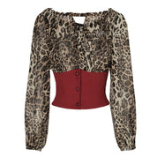 leopard print jacket and skirt with white background.