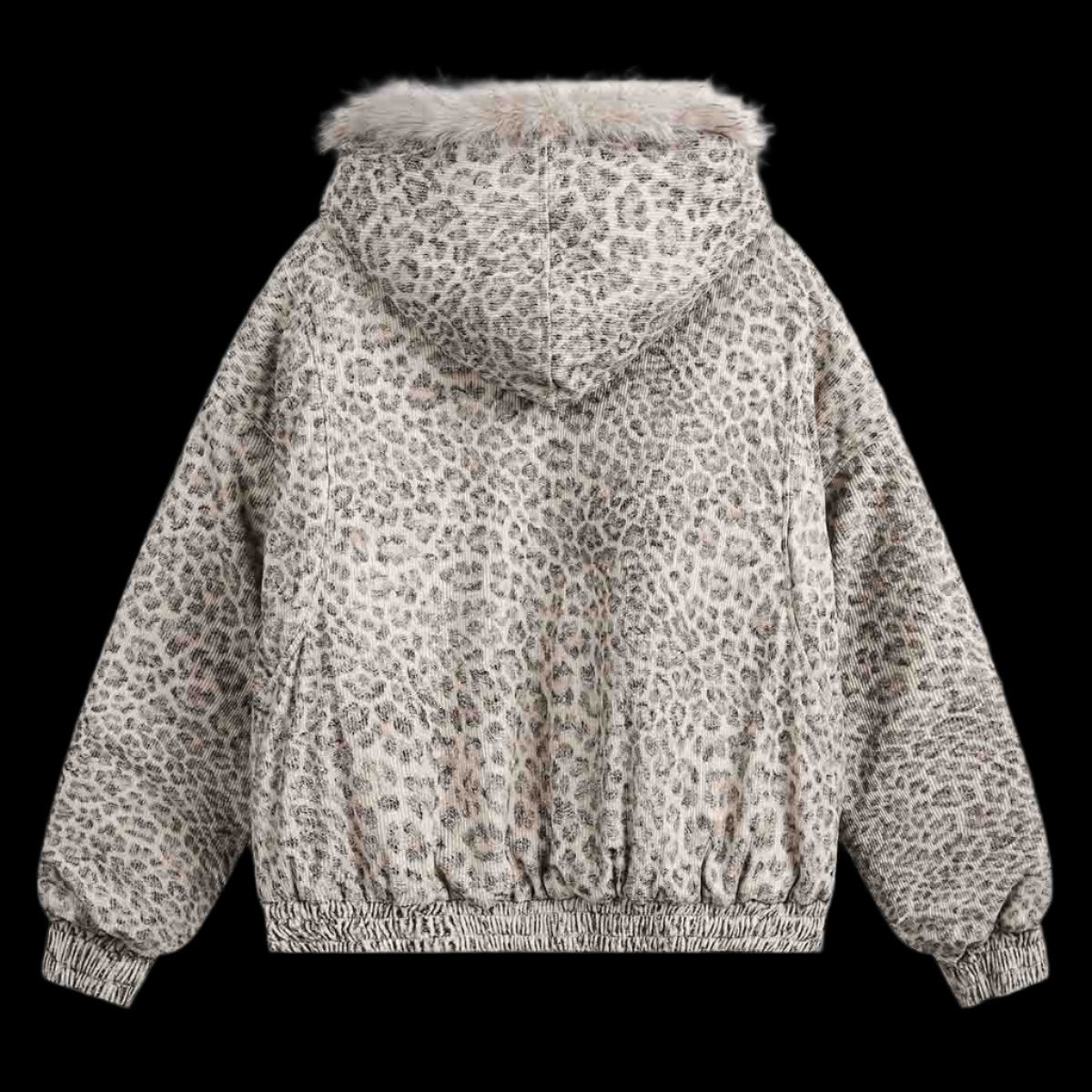 Cheetah Print Mink Fur Hooded Jacket