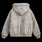 Cheetah Print Mink Fur Hooded Jacket