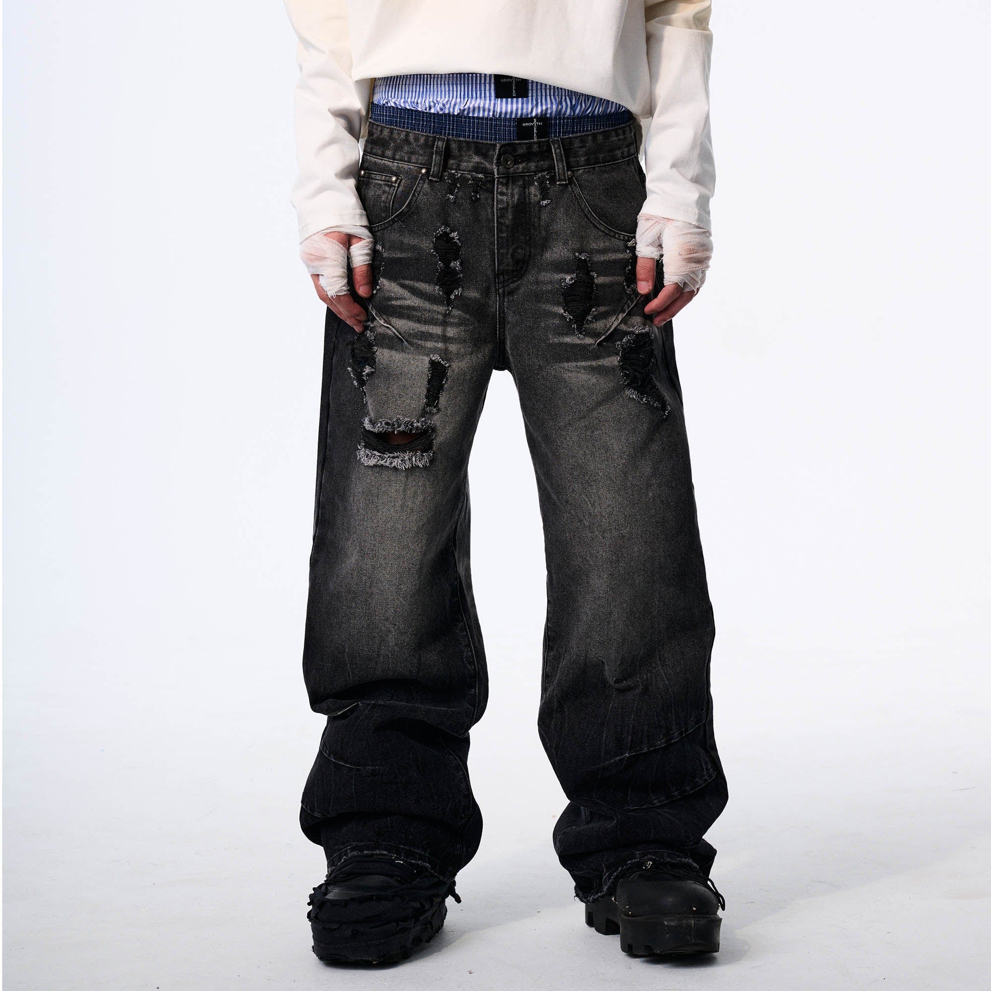 Vintage Washed Ripped Baggy Jeans